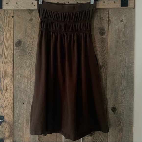 Women’s S VICTORIA’S SECRET BRA TOPS Brown Strapless Sundress Pintucks & Pockets - Picture 4 of 14